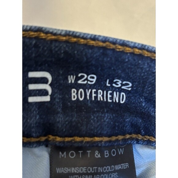 MOTT & BOW Women's Boyfriend Jeans 29x32 Straight Leg Medium Wash Denim Mid Rise - Picture 2 of 11